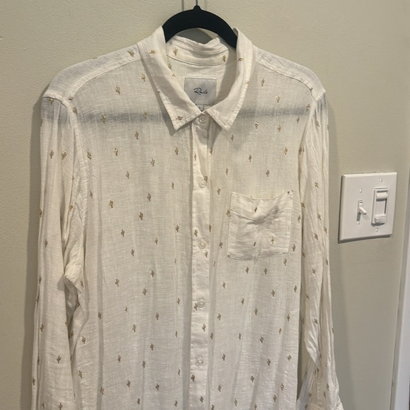 RAILS Charli Golden Cactus Linen Blend Button-up Shirt in White sz M EUC RARE - Picture 3 of 7